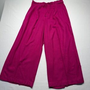 L.O.V Fuchsia Barbiecore Wide Leg Linen Blend Culotte Pants Size 30 Resort